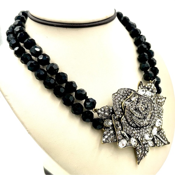 Heidi Daus Necklace Enchanted Beauty Floral Crystal Double Strand NIB - Picture 4 of 11